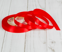 Лента атласная красная 10мм, 22 м Изображение Лента атласная красная 10мм, 22 м